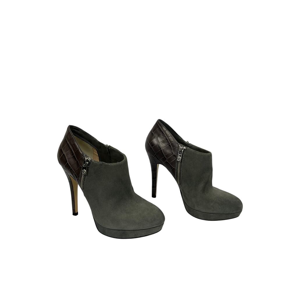 Michael Kors York Bootie Women's 7 Dark Slate Gray Suede 5" Heel 3/4" Platform